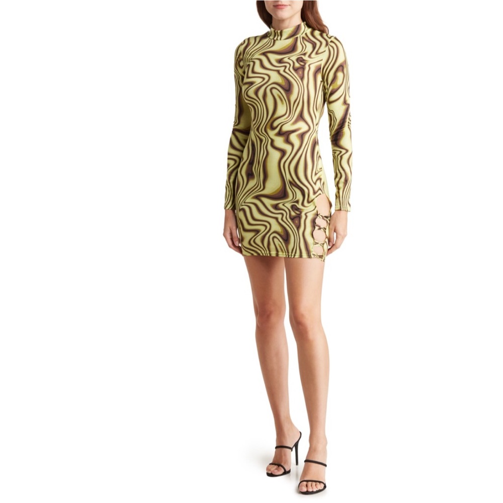 ASOS DESIGN Psychedelic Print Long Sleeve Minidrs